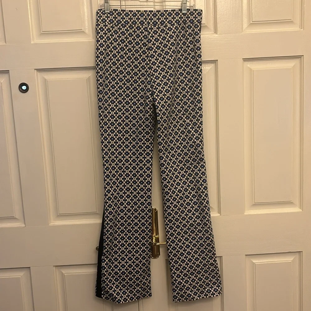 Maeve Blue and White Patterned Flare Pants - Picture 5 of 11
